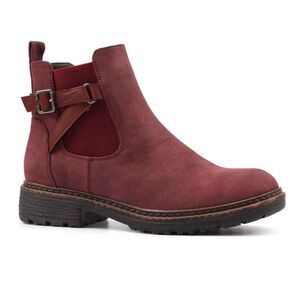 Lunar Womens/Ladies Morris Faux Suede Ankle Boots / Burgundy